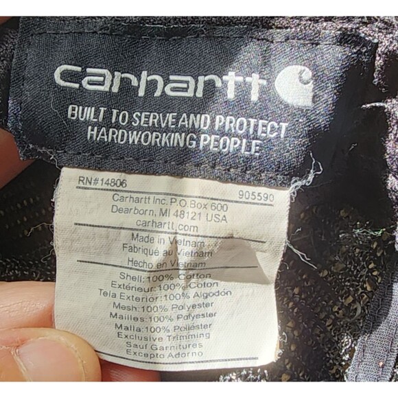 Carhartt Faded Black Baseball Cap Snapback Cotton Mesh - Picture 5 of 6